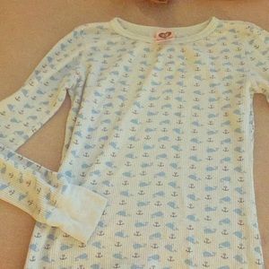 Long sleeve blue thermal whale and anchor shirt